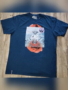 Men's LRG Lifted Research Group T-Shirt Size 2XL Blue African‎ Themed Graphic